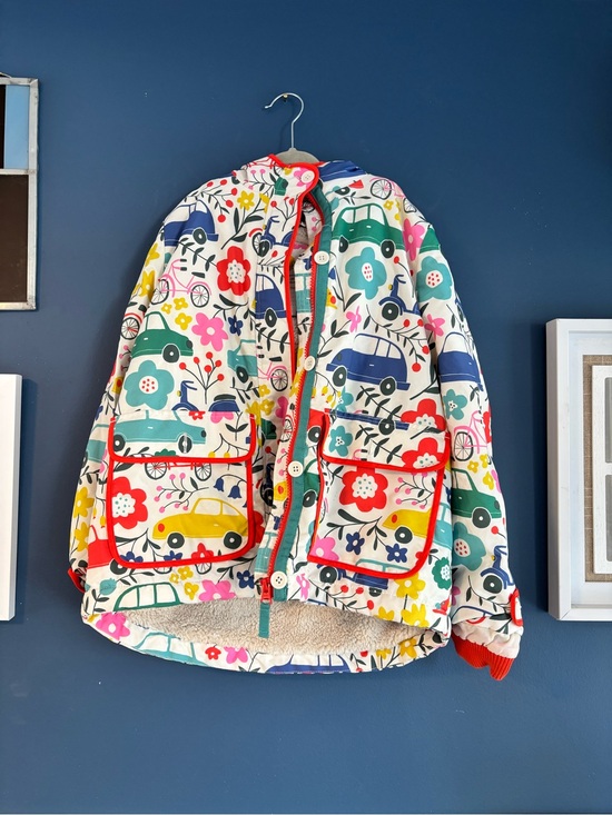 Mini Boden Other - MiniBoden Multicolor Floral & Car Print Hooded Jacket